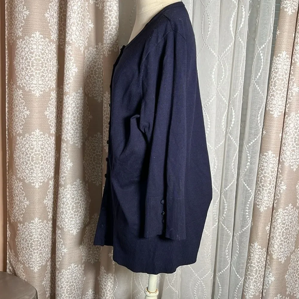 Premise Studio Woman cardigan in Navy w/ 3/4 sleeve size 1x